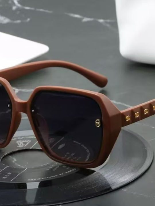 King Unisex Γυαλιά Ηλίου με Μπεζ Σκελετό και Μωβ Polarized Φακό SUNKI345-SN026