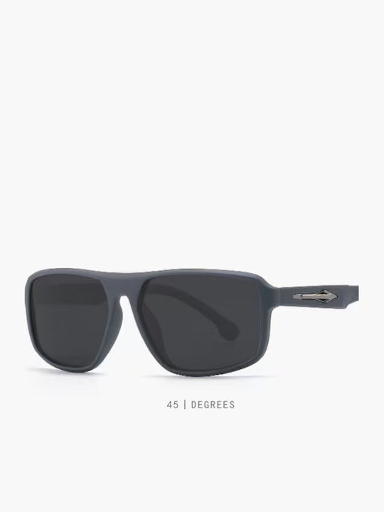 King Unisex Sunglasses with Gray Frame and Black Polarized Lens SUNKI345-SN022