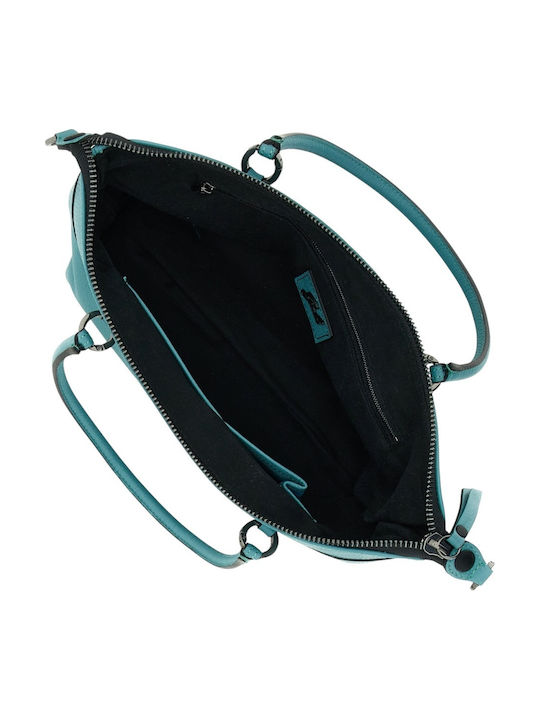 Leather Women's Shopper Shoulder Bag Petrol