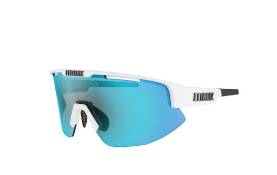 Bliz Cycling Glasses Matrix With White Frame And Mirror Dark Transparent Lenses