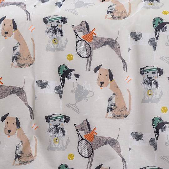 Melinen Kids Sheets Single with Elastic Band Doggy Kids Line 100x200cm