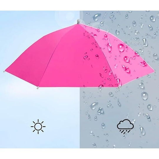 Umbrelă Pentru Cap Alista Home Diametru 69 Cm Bandă Elastică Pentru Cap Protecție Împotriva Ploii Și UV Fuchsia