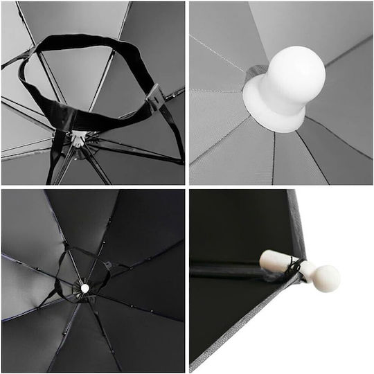 Umbrelă de Cap Alista Home Diametru 69 Cm Bandă Elastică de Cap Protecție UV Ploaie Neagră