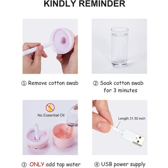 Mini Humidifier Children Cat Abs 250 Ml Usb Pink