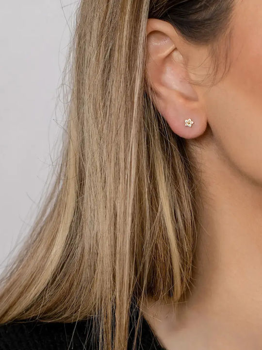 Gold Stud Earrings with Stones