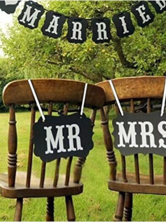 Set 2 Bannere Alista Home Umerașe Temă Nuntă Domnul Doamna Panouri Negre