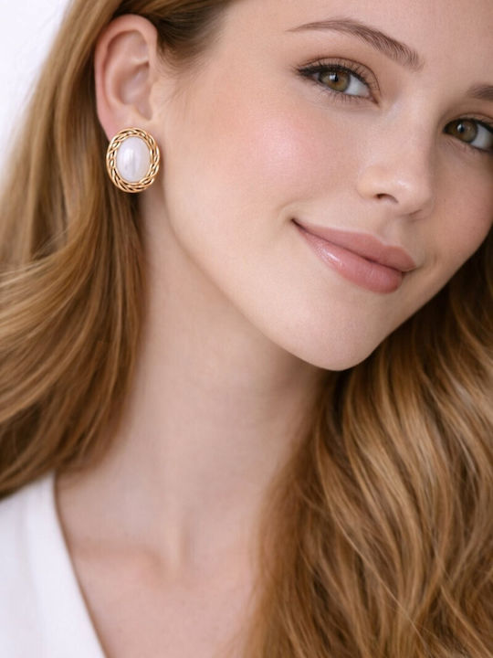 Eluna Knitted Stud Earrings With Pearls