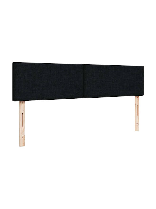 Double Bed Upholstered with Fabric Black with Slats & Mattress 160x200cm 3312817