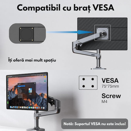 Monitor Portabil Extensibil Laptop Qova Ecran 16 Inch Ips Full Hd 1200p Display 60hz Contrast 1000:1 16,7 Milioane Culori Rotire 360° Compatibil Windows Macos Linux Android Design Vesa Plug Play Port Usb-c Suport Inclus