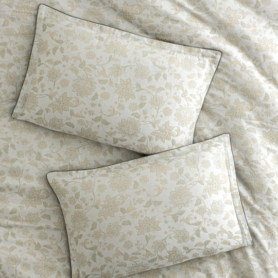 First Choice Комплект Плик за Завивка Памучен 200x220 см Двоен с 4 Калъфки за Възглавници & 1 Чаршаф Edesa Beige