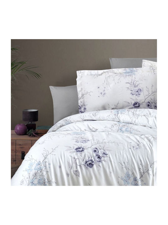 First Choice Set Huse Pentru Pilote Din Bumbac Dublu Cu 4 Fețe De Pernă Și 1 Cearceaf 200x220cm Lila