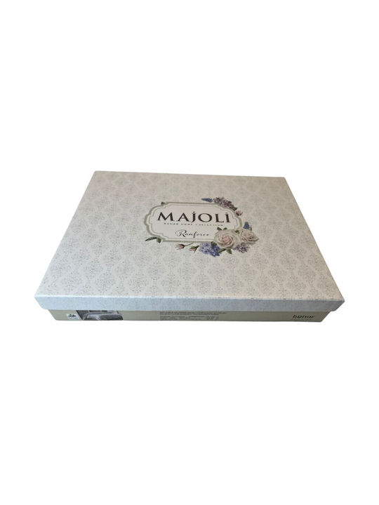 Majoli Bahar Set Huse Pentru Pilote 100% Bumbac Dublu Cu 2 Fețe De Pernă & 1 Cearceaf 200x220cm Alb