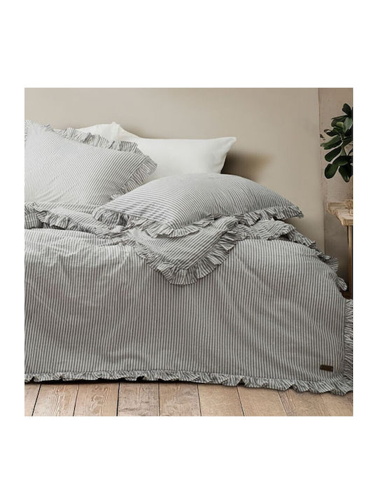 Majoli Bahar Set Huse Pentru Pilote Duble Cu 2 Fețe De Pernă Și 1 Cearceaf 200x220cm Gri