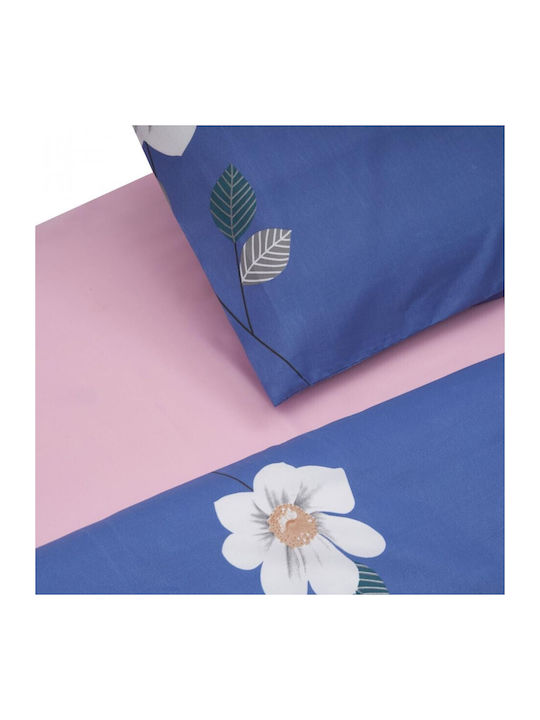 Vanora Set Huse Pentru Pilote Duble Cu 2 Fețe De Pernă Și 1 Cearceaf 200x220cm Albastru