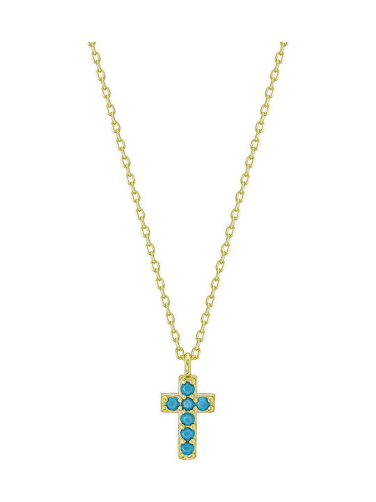 Kiriakos Gofas Women’s Cross from Gold Plated Silver with Chain