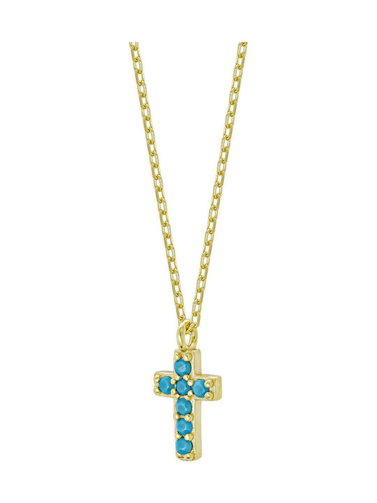 Kiriakos Gofas Women’s Cross from Gold Plated Silver with Chain
