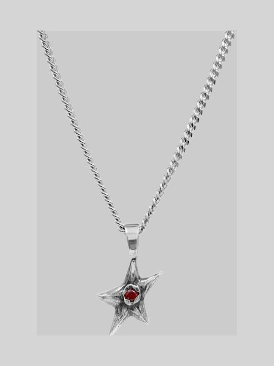 Twojeys Necklace With Star Design Made Of Silver With Gray Zircon