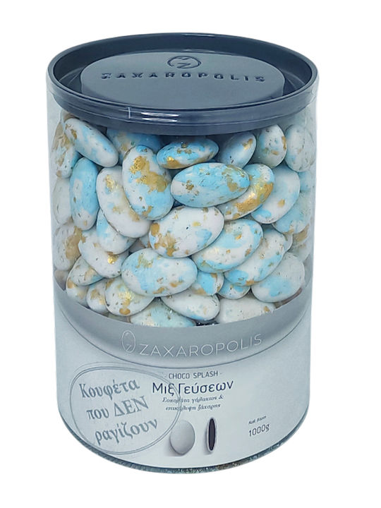 Zaxaropolis Jordan Almonds Choco Splash in Standard Shape with Chocolate Flavour Light Blue 1000gr