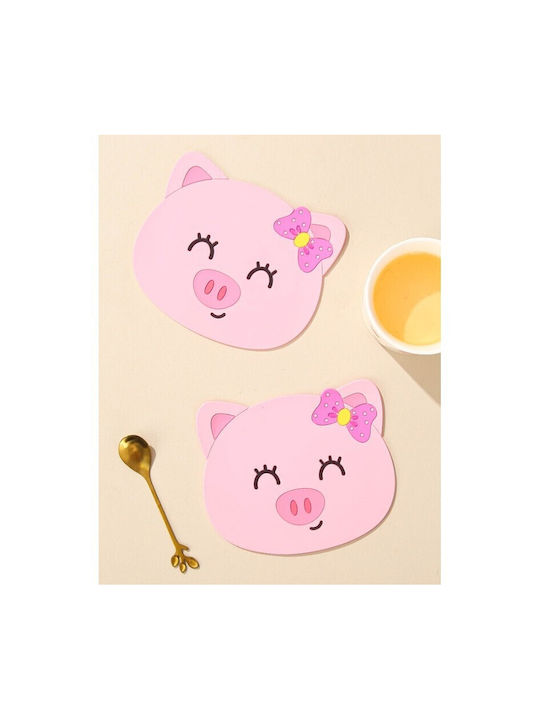 Alista Home Set De Suporturi Pentru Pahare Plastic Roz 15.5x15.5cm
