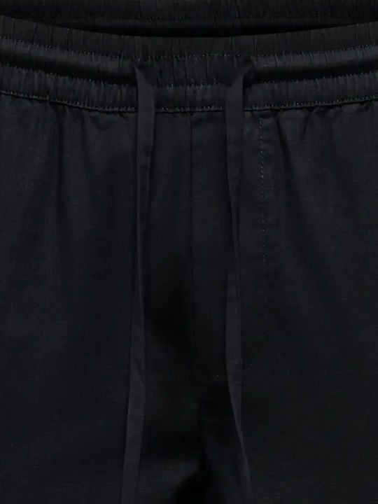 Herrenhose Chino Elastisch Verjüngt Schwarz