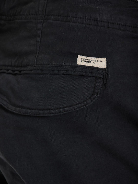 Herrenhosen Cargo Elastisch in Regulärer Passform Schwarz FBM013-002-02-Schwarz
