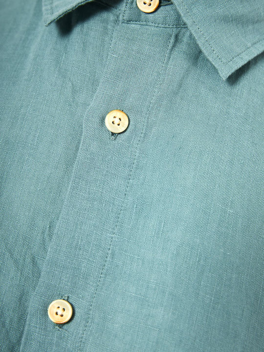 Funky Buddha Linen Shirt Mineral Blue