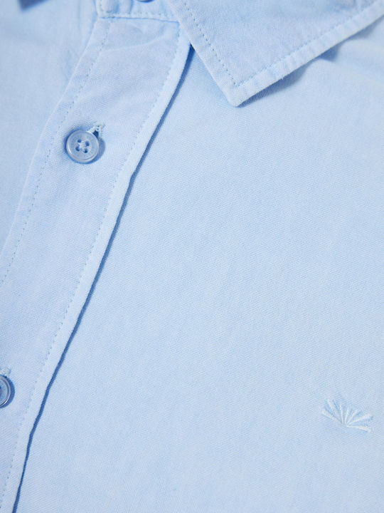 Long Sleeve Cotton Shirt in Regular Fit Blue