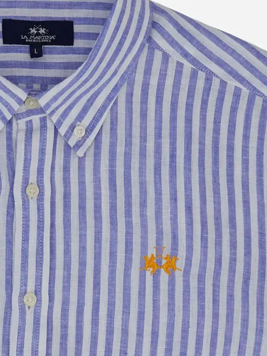 Long Sleeve Linen Shirt Optwhite/princess Blue