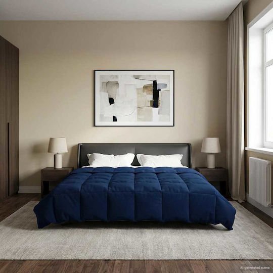 vidaXL Παπλωματοθήκη Υπέρδιπλη 220x240 Σκούρο Μπλε