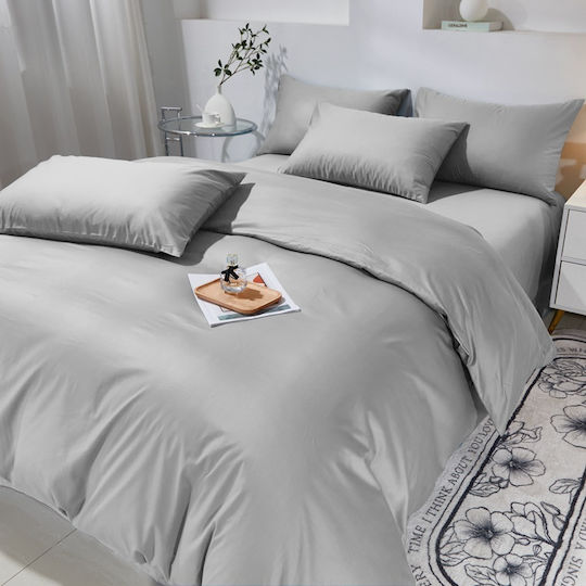 Set Huse Pentru Pilote 100% Bumbac Simplă 160x240cm 1 Față De Pernă & 1 Cearceaf Gri Set Huse Pentru Pilote 100% Bumbac Simplă 160x240cm 1 Față De Pernă & 1 Cearceaf Gri