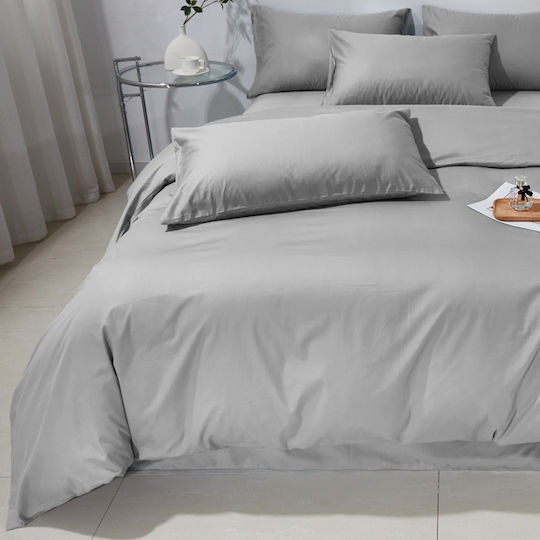 Σετ Παπλωματοθήκη Βαμβακέρή Μονή 160x240cm 1 Μαξιλαροθήκη & 1 Σεντόνι Γκρι