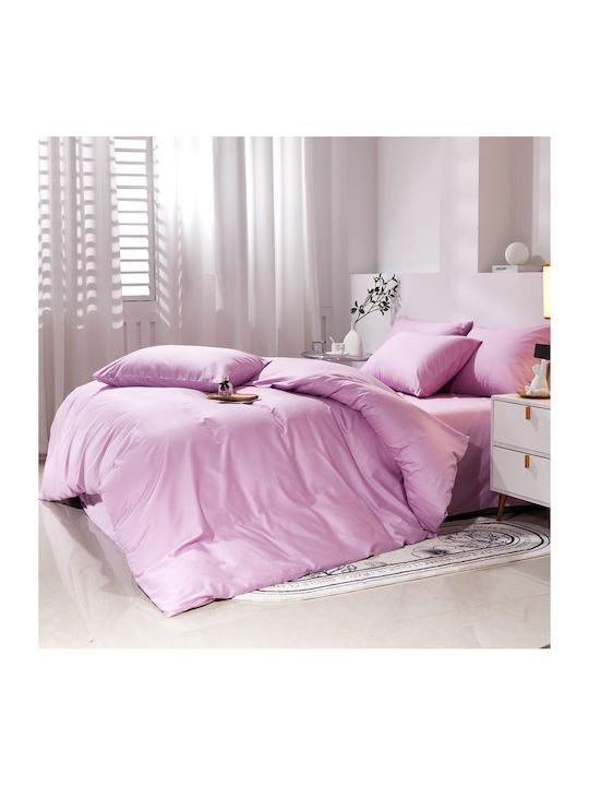 Σετ Παπλωματοθήκη Βαμβακέρή Μονή 160x240cm 1 Μαξιλαροθήκη & 1 Σεντόνι Λιλά