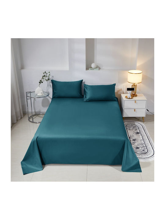 Σετ Παπλωματοθήκη Βαμβακέρή Μονή 160x240cm 1 Μαξιλαροθήκη & 1 Σεντόνι Τιρκουάζ