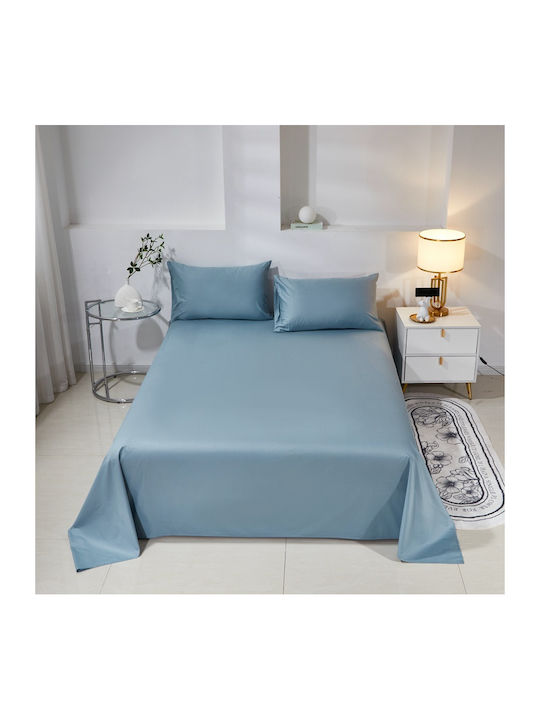 Σετ Παπλωματοθήκη Βαμβακέρή Μονή 160x240cm 1 Μαξιλαροθήκη & 1 Σεντόνι Γκριζομπλέ