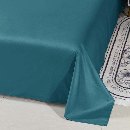 Σετ Παπλωματοθήκη Βαμβακέρή Μονή 160x240cm 1 Μαξιλαροθήκη & 1 Σεντόνι Τιρκουάζ