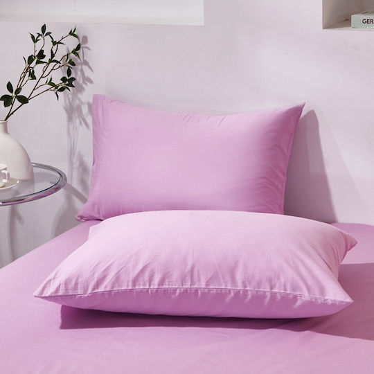 Single Cotton Duvet Cover Set 160x240cm 1 Pillowcase & 1 Lilac Bed Sheet