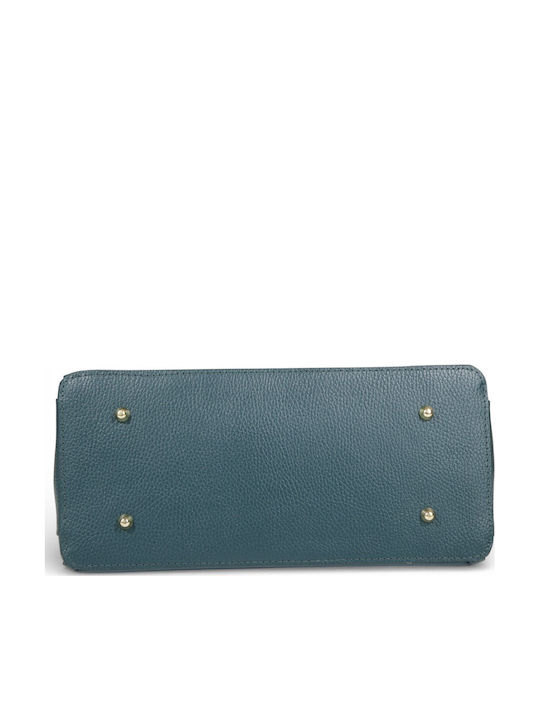 Leder Damenhandtasche Tote Handgriff Petrol Blau