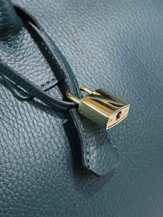 Leder Damenhandtasche Tote Handgriff Petrol Blau