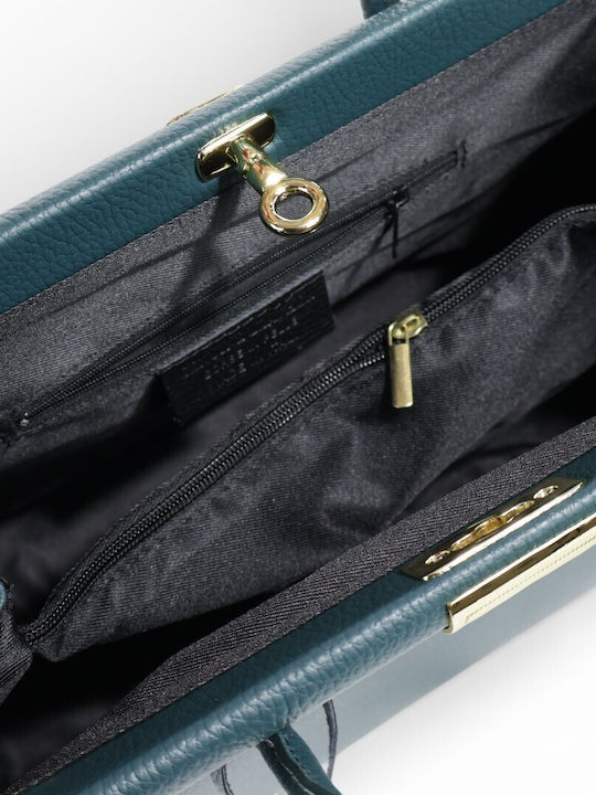 Leder Damenhandtasche Tote Handgriff Petrol Blau