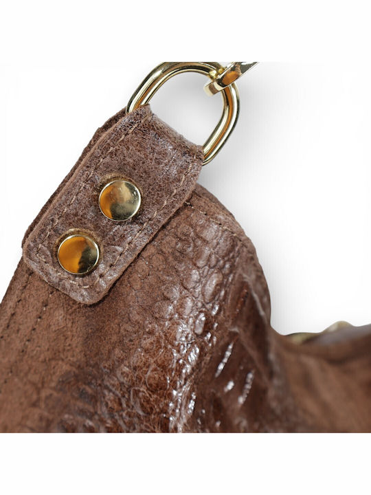 Damentasche aus Leder Shopper Schulter Braun
