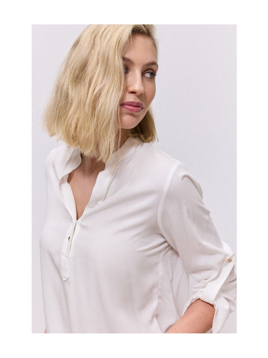 Damen Langärmeliges Weißes Bluse