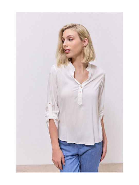 Damen Langärmeliges Weißes Bluse