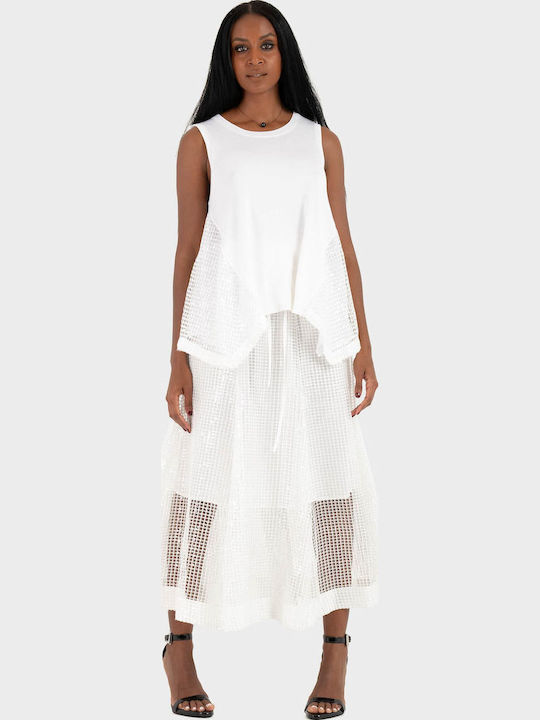 Damen Bluse Ärmellos Off-White