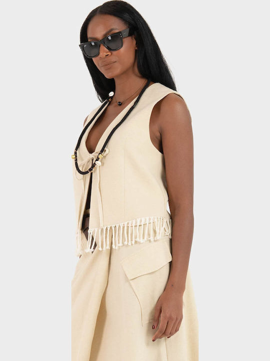 Women's Cotton Sleeveless Top Light Beige