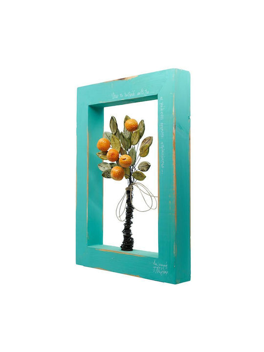 G. Niarxou Handmade Ceramic Orange Wooden Frame 30x40