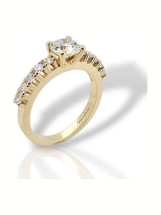 Mentzos Single Stone Ring from 18K Gold with Diamond
