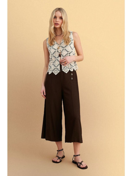 Women's Zip Culottes in Regular Fit Brown