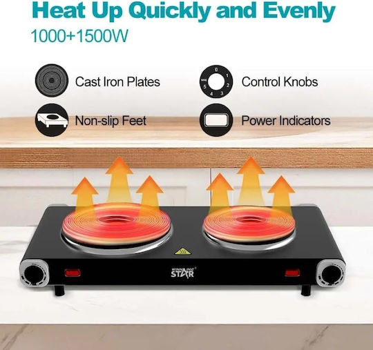 Star Countertop Ceramic Double Black Burner