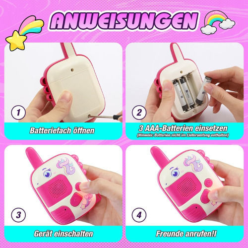 Unicorn Kids Walkie Talkies for Ages 3+ 2 Pieces