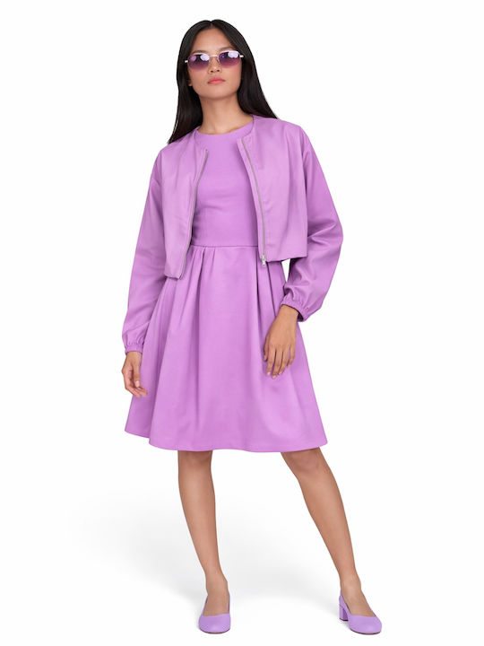 Kinder-Strickjacke Farbe Flieder